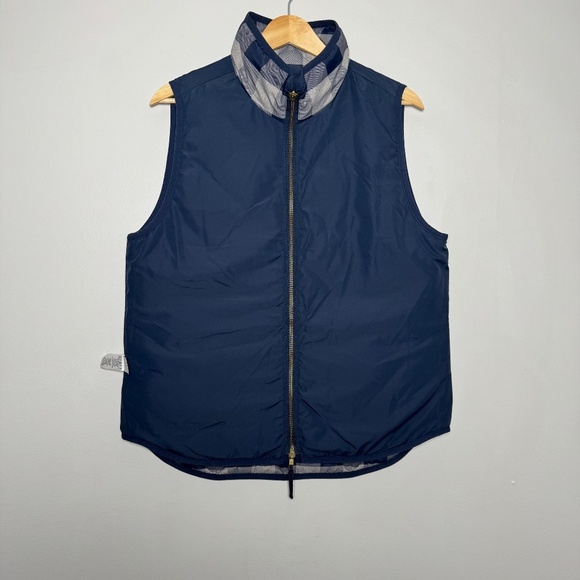 J. Crew Excursion Women's Quilted Puffer Vest Blue Buffalo Plaid Sz Medium - Picture 4 of 6